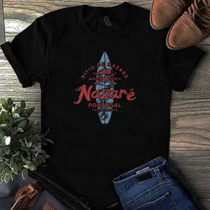 Nazare Portugal Retro Vintage Surfing   T-Shirt
