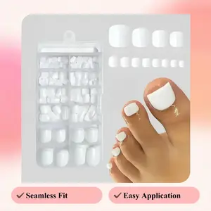 120 Pcs Solid Color Square False Toe Nails, Fake Nails, 12 Sizes Short Wearable Toe Tips, Glossy DIY Nail Art Stickers, Reusable Toe Covers