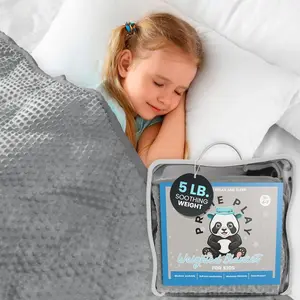 Kids 5lb Weighted Blanket (36" x 48") for Ages 4 to 7, Cute Dotted Sensory Blanket Machine Washable Travel Friendly Grey