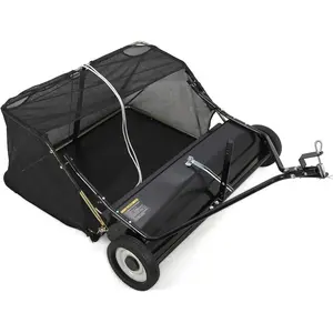 Tow Behind Lawn Sweeper 48 Inch, Large Capacity Heavy Duty Leaf & Grass Collector with Adjustable Sweeping Height, Dumping Rope Design for Picking Up Debris and Grass