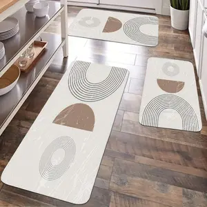 JIT 2/3 pieces kitchen marble simple line printed carpet, carpet decoration gift, kitchen carpet set, flannel bedside set mats, Decorative rug mat, slip-resistant washable bedside soft carpet, suitable for kitchen, running pad carpet