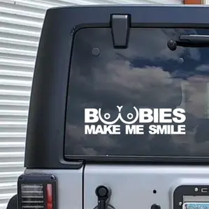 Boobies Make me smile sticker,  9", vinyl window decal