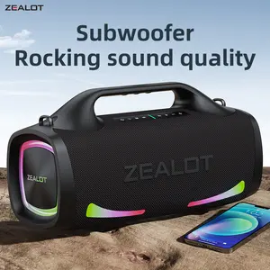 【 ZEALOT 】100W Portable wireless speaker, large and powerful bass, DSP, RGB ambient light, IP67 waterproof, TWS pairing, 24000mAh, portable power bank, supports 15 hours of continuous playback. Ideal choice for family, outdoor camping, and beach parties
