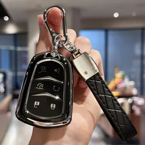Key Fob Cover, For Cadillac Escalade CTS SRX ATS CT6 SRX XT5 Smart Remote Control Protector 6-botton