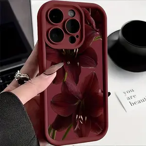Deep Wine Red Lilies Are Suitable for TPU Patterns for Iphone 17 Pro Max Cases, Compatible with Iphone 16 Pro Max/15/14/13 Pro/12/11/7/8 Plus/X/Xr/Xs Max. They Offer a Minimalist And Creative Design with High Aesthetic Value