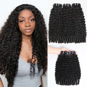 BELE Hair Kinky Curly Human Bundles with Spiral Curly Ends 12A Grade Remy Hair Extensions 1/3/4 Bundles Wholesale Deals Deep Hair Quick Weave Hair Bundles 100% Real Human Hair Extensions Natural Black Color For Women