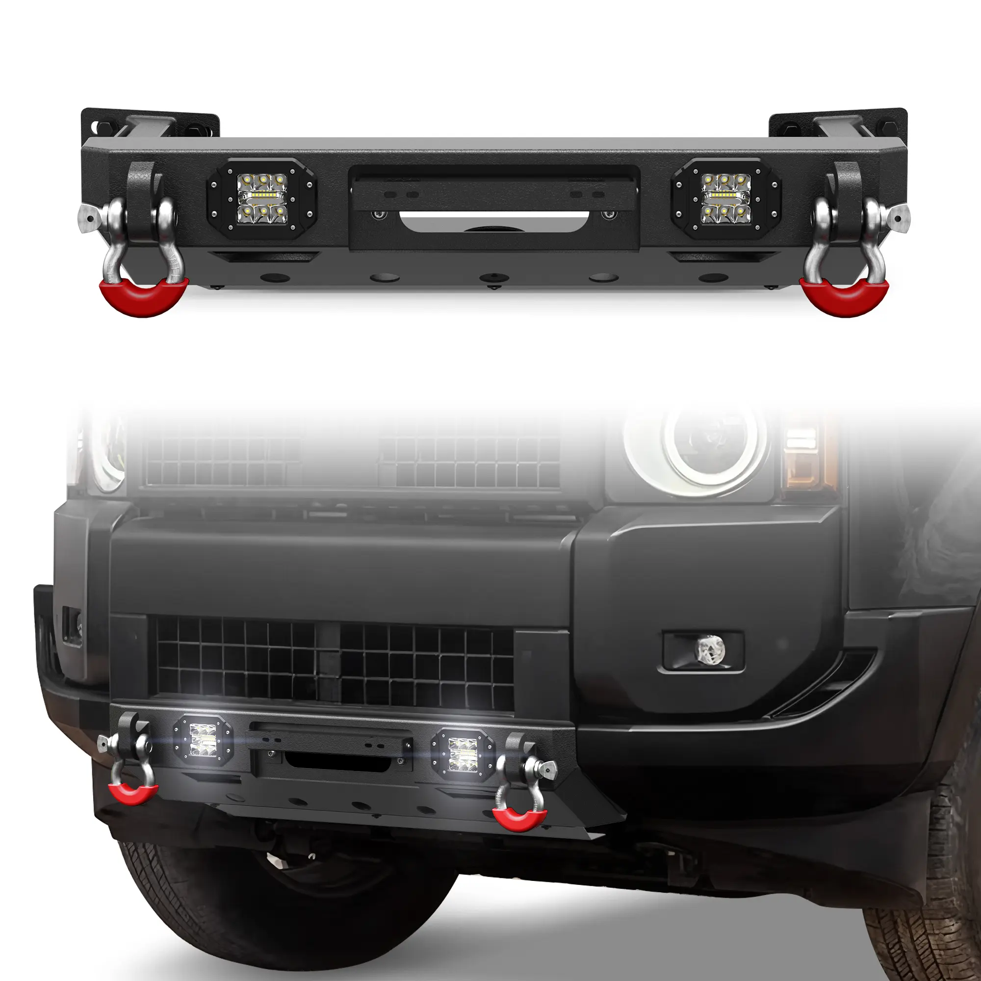 POFENZE-NADIA Tundra Front Bumper for 2024-2026 Toyota Land Cruiser LC250, with LED Lights, D-Rings, and License Plate Bracket, Automotive Replacement Body Accessory rigid industries fck bars