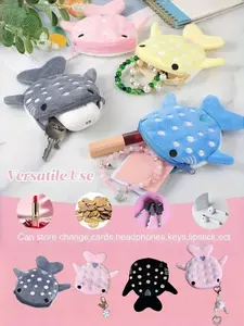 Charming Mini Whale Coin Purse, Plush Zipper Wallet for Women, Small Bag for Coins Keys Earphones, Perfect Gift for Couples and Ladies, Coin Pouch