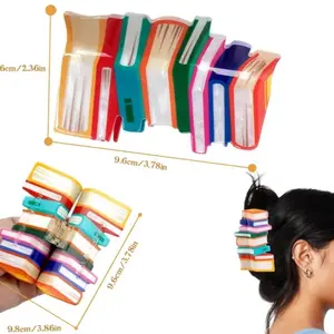 Book Hair Clip - Colorful Hair Clip for Book Lovers with 9.86cm/3.78in Width and 6cm/2.36in Height