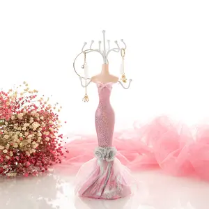 Multicolor Metal Jewelry Stand, Princess Mannequin Display Rack for Necklaces, Bracelets, Earrings, Christmas Gift Idea Christmas Gifts Jewelry Display- Lady Model Dress Stand Holder for Women Girl Gifts