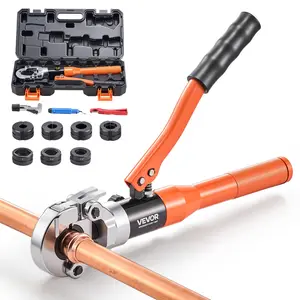 VEVOR Copper Pipe Crimping Tool, Hydraulic Driven Pro Press Tool with 1/2, 3/4, 1 Jaws for Copper Tube 3/8, 1/2, 5/8, 3/4, 1 Jaws for ASTM F1807 PEX Pipe Copper Ring - with Carrying Case