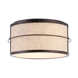 JONATHAN Y Evan Rustic Farmhouse Iron LED Flush Mount; for Living Room, Bedroom, Kitchen, Office
