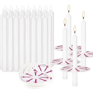 100Pack 4inch White Church Service Taper Candles with 3 Inch Paper Drip Catchers, Smokeless Unscented Ideal for Prayers Vigil Memorial Services Religion Shabbat Prayer Candles