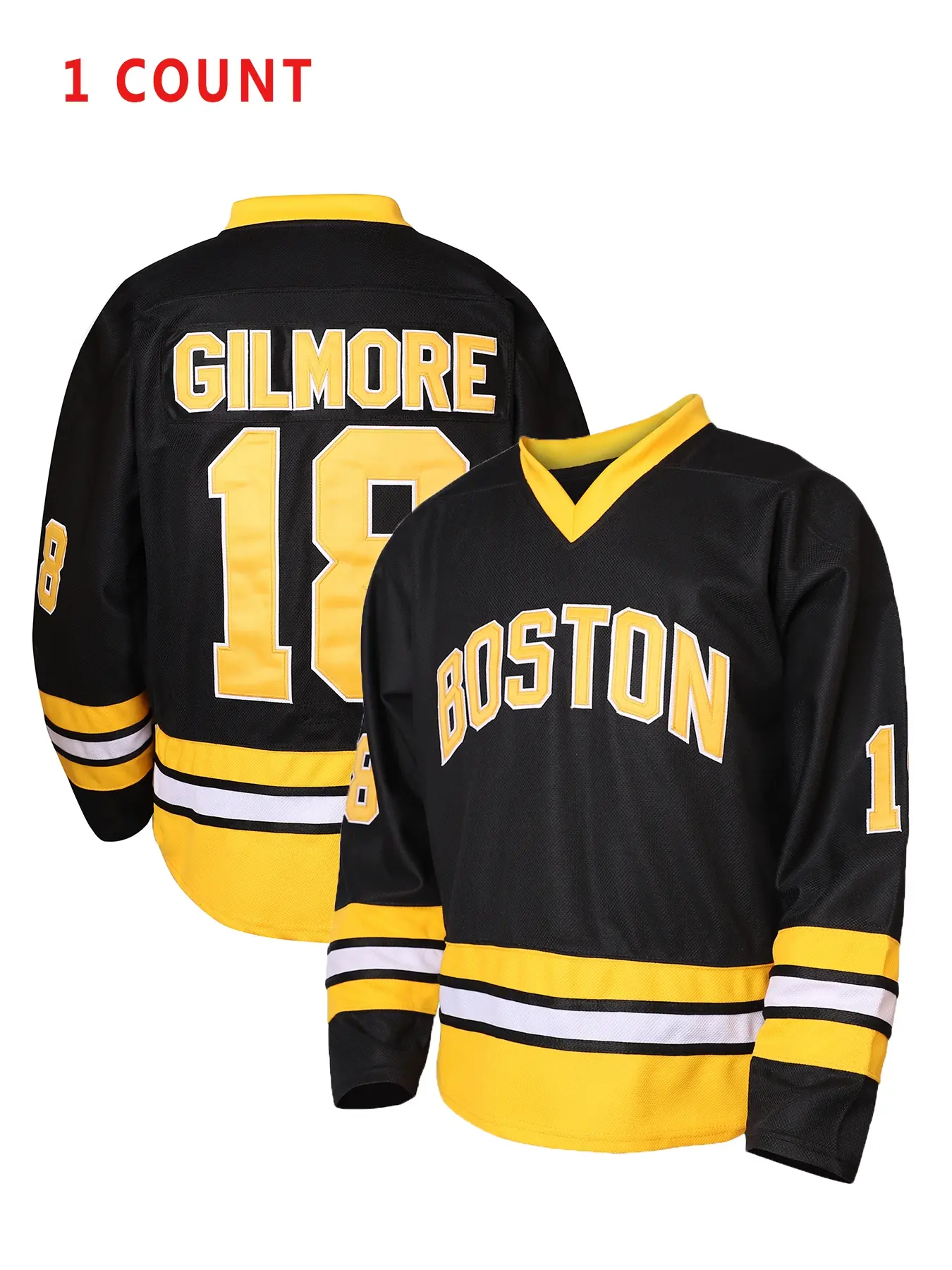 Boston Number 18 Hockey Jersey, Embroidered Letters & Numbers, Casual Loose-Fitting Athletic Fashion Sports Clothing for Fans & Collectors