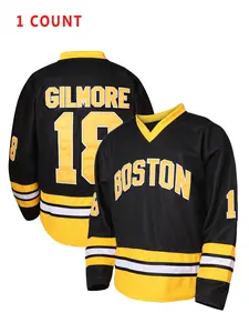 Boston Number 18 Hockey Jersey, Embroidered Letters & Numbers, Casual Loose-Fitting Athletic Fashion Sports Clothing for Fans & Collectors