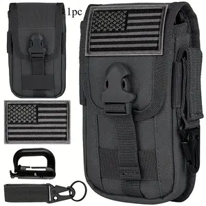 Tactical Smartphone Pouch with Keyring and Water Bottle Clip, Practical Waterproof Oxford Fabric Bag for 4.7-6.7 Inch Phones, Ideal for Outdoor Sports and Camping, Great Birthday and Christmas Gift