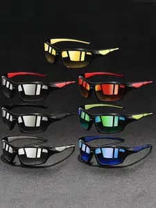 7pcs the latest tartan concatenate sports sunglasses, Sports eyewear, unisex, a variety of color options, they feature UV400 lenses for UV protection and have rubber temples to prevent slipping, blending fashion with functionality for outdoor activities