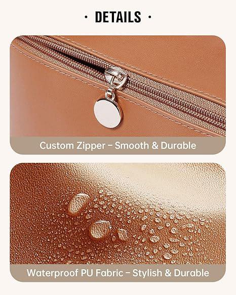 Travel Makeup Bag, Large Capacity Cosmetic Bag for Women, Waterproof PU Leather, Flat Open Portable Toiletry Bag for Skincare, Brushes & Travel Essentials