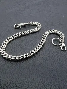 Unisex Thick Wallet Chain, Motorcycle Jean Punk Gothic Keychain, Silver Color, Fashion Accessory for Men and Women