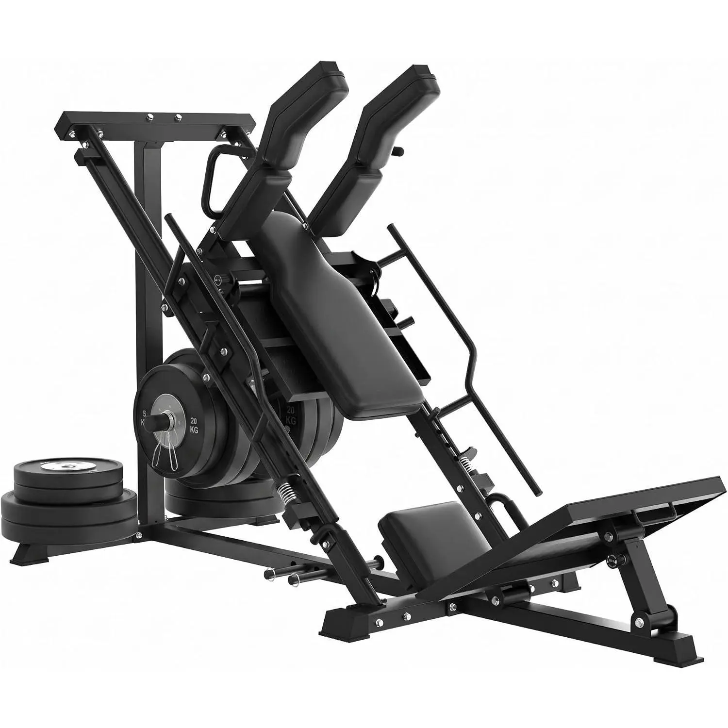 Leg Press Hack Squat Machine for Home Gym, Professional Deep Squat Machine & Shoulder Press Workout Equipment with Adjustable Backrest, Fits 1" & 2" Plates, Strength Training Gym Equipment