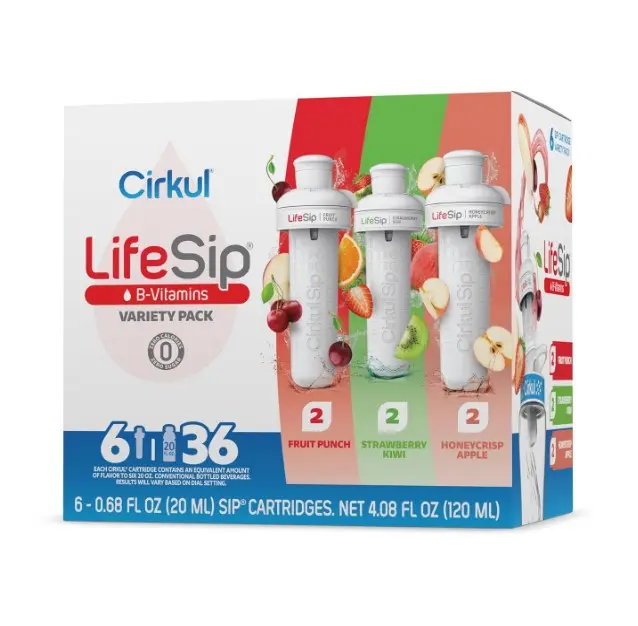 Cirkul LifeSip 6-Pack. No Sugar, 0 Cal Flavored Water with B Vitamins