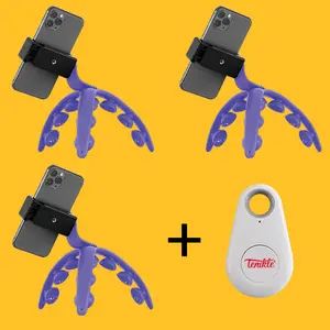 Digital Orchid Tenikle Phone Mount 3 Pack + Shutterbug Bluetooth Remote Bundle (As Seen On Shark Tank) Selfie + Video Smartphone Tripod For Cellphone
