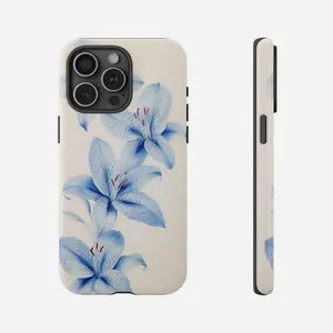 Blue Lily Phone Case Flower Summer Spring Nature Soft Design Cover for iPhone 16 15 14 13 12 11 Pro Max