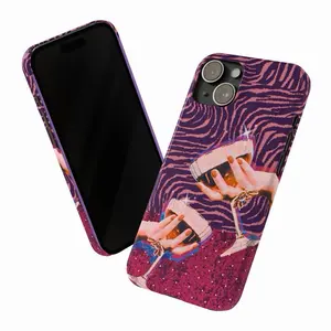 Trippy Zebra Retro Cocktail Hour Protective Smartphone Case - Custom Durable Polycarbonate Mobile Phone Cover Accessory, Fits iPhone, Supports Wireless Charging