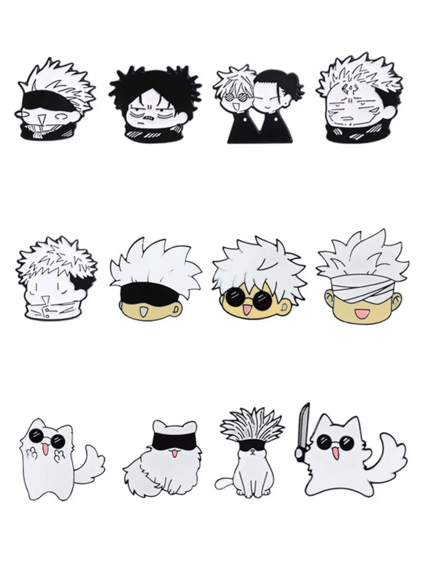 12 Piece Set Cartoon Anime Jujutsu Kaisen Enamel Pins Decor Pins Cute Comics Character Itadori Yuji Gojo Satoru Nijigen Alloy Brooches Lapel Backpack Badge Fashion Jewelry Accessories Gifts for Friends Drop Set Pins