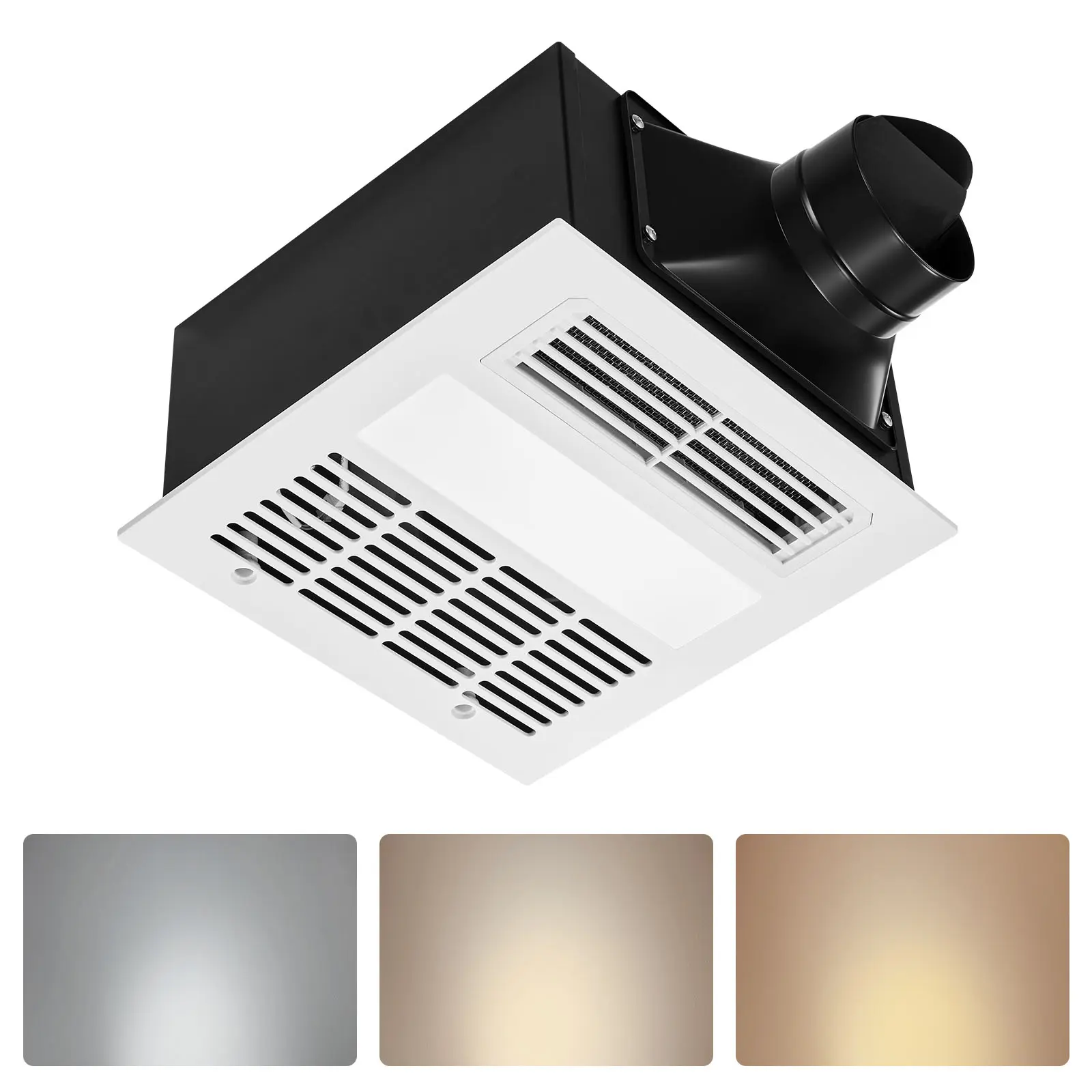 【SummerFinds】VEVOR Bathroom Exhaust Fan with Light and Heater, 80-90-110 CFM 1500W Bathroom Vent, 1.5 Sones Low-Noise, Premium DC Motor Ceiling Fan for Laundry Room, Storage Room, Home Ventilation, White, 129-161 Ft²