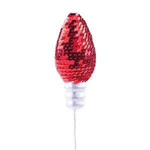 12" Sequin Light Bulb Pick – Red (Single Bulb)