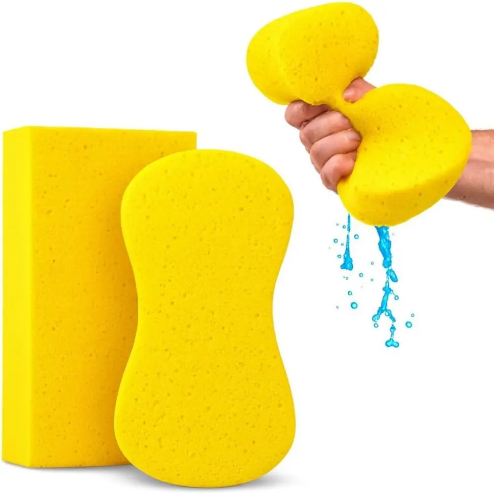 Multi-Purpose Sponges for Cleaning-Yellow 2 Pack, Large Sponges for Car Washing, Tile,Grout, All Purpose Cleaning