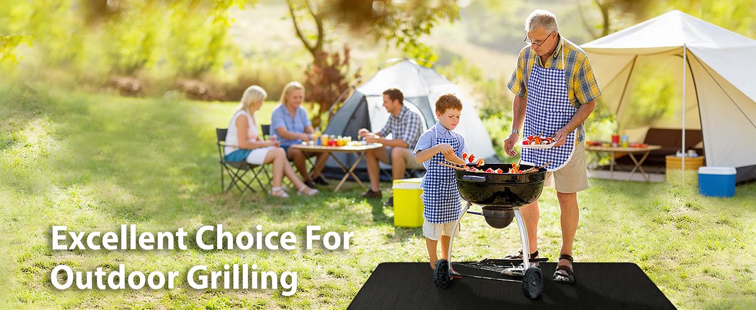 UBeesize 65 x 48 Inches Large Under Grill Mat, Double-Sided Fireproof Grill Pad, Waterproof Oil-Proof BBQ Floor Protector for Fire Pit, Indoor Fireplace, Deck and Patio