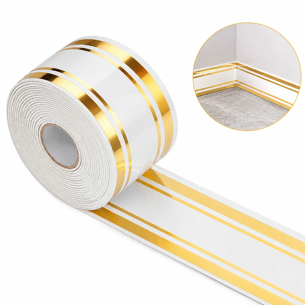 Marble Peel and Stick Baseboard Trim 197" x 3.94" Waterproof Self Adhesive Wall Molding 2mm Thick DIY Removable Skirting Board for Stairs Kitchen Bedroom Door Frames Window Sills