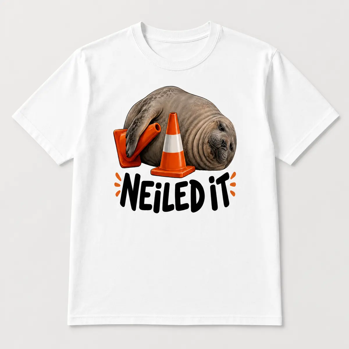 Neil The Seal T-Shirt, Funny Elephant Seal Meme Shirt, Tasmania Animal Pun Graphic Tee, Neiled It Humor Top Print Tee, Andrew Clothings