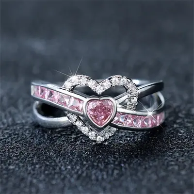 Silver Pink Heart Pandora Ring TikTok Shop