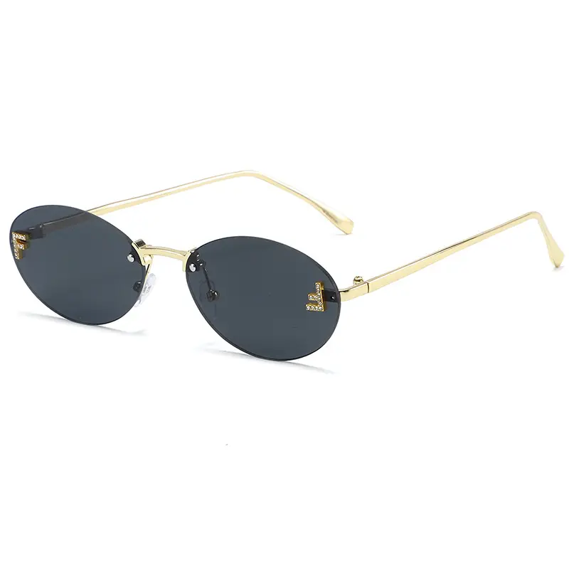 Women's Retro Oval Full Rim PC Sunglasses - Narrow Slim Gold Metal Frame, UV Protection Lens, Casual Minimalist Yet Stylish Eyewear for Daily Streetwear Outdoor Fashion Accessory