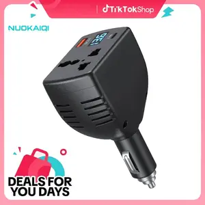 Nuokaiqi 12V to 110V 150W Car Power Inverter Adapter Converter - QC Fast Charging (QC3.0, PD), Universal Outlet, Compact Automotive Charger for Travelers, Daily Use (Home Improvement, Immense Power Solar Compatibility)