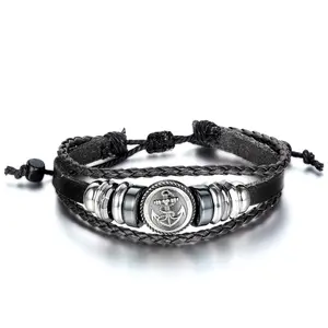 Unisex Braided Bracelet with Charm Adjustable Length for Men and Women