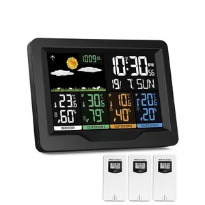 Weather Station Multiple Sensors with Atomic Clock, Indoor/Outdoor Thermometer  Humidity Barometer