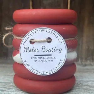 Coconut Glow Candle Co. Motor Boating 7 oz Coconut Wax Candle with Lime Mint Jasmine Pineapple Rum Scents for Aromatic Relaxation