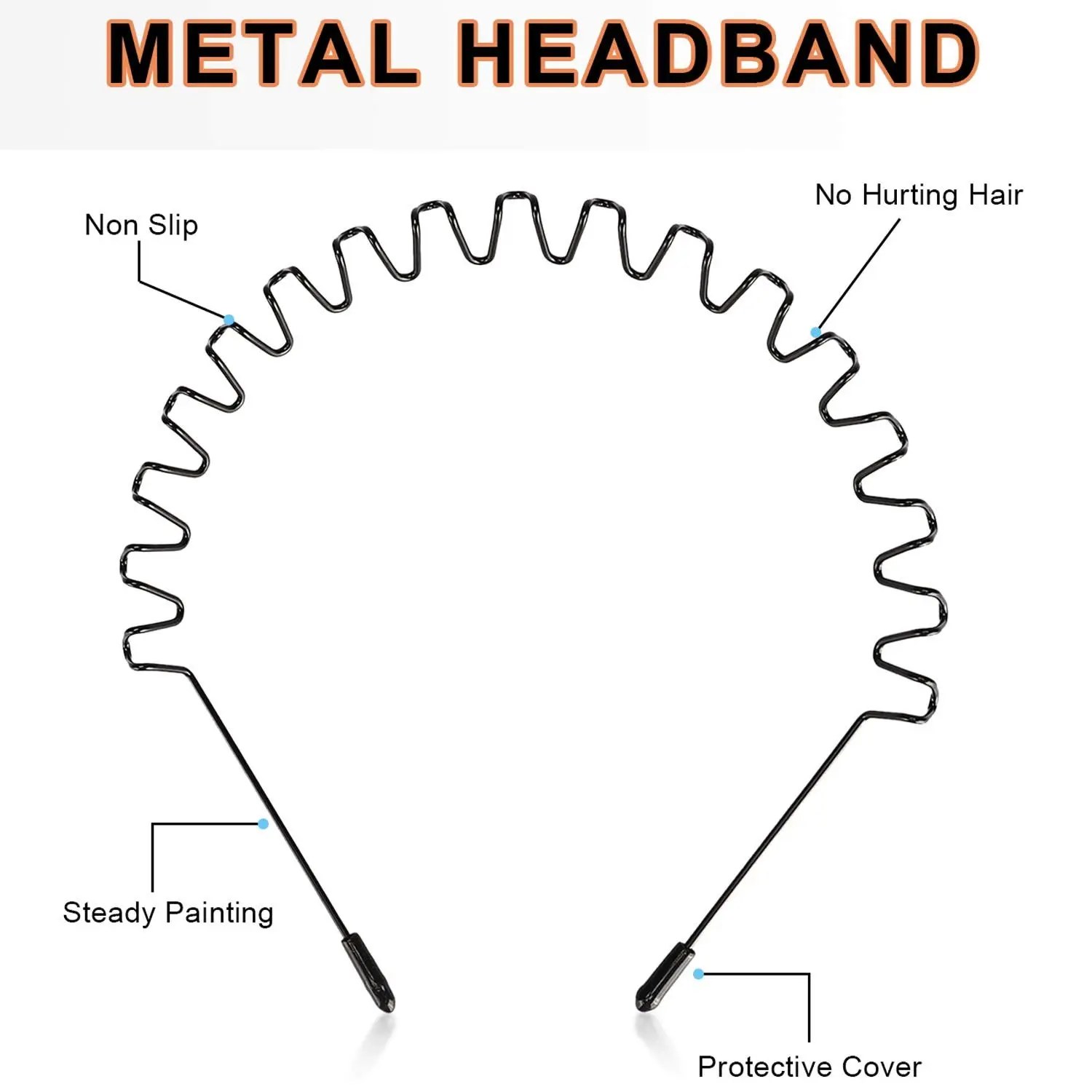 Festive Party Gift Hairband (1-Pack) - High-Quality Paint Finishes Black Wavy Shape Metal Edge Hair Accessory for Gift-Giving