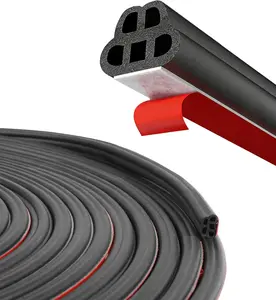 52.5Ft Universal Car Door Rubber Seal Strip Self Adhesive Automotive Door Soundproofing Weather Stripping Double Layer 5-Hole Auto Weatherstrip fit Truck Pickup RVs