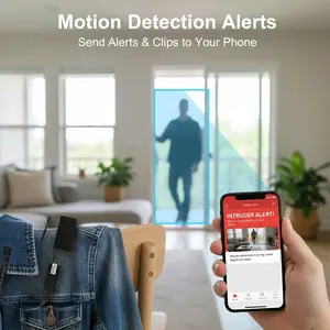 Button Camera with 16GB SD Card, 1080P HD Portable Camera - Battery Compartment (Battery Not Included), DIY Adhesive, Built-in Mic, Local Storage, WiFi/AP Remote Viewing, Motion Detection