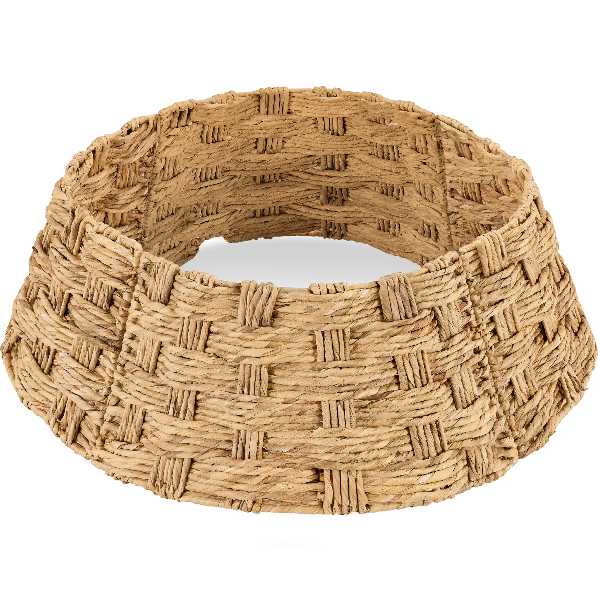 Best Choice Products 36in Basket Woven Hyacinth Christmas Tree Collar, Tree Skirt Accessory w/ Cord Cut-Out