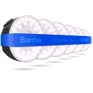 Barrina Orbgrow OG09 Puck LED Grow Light, Pinkish White 54W(6 x 9W, 810 Watt Equiv), Plant Lights for Indoor Plants Full Spectrum, Magnetic & Linkable, Small Grow lamp for Plant Shelf, 6 Packs, Black