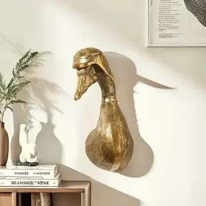 [Vintage Cosmic Duck Head] Vintage Cosmic Duck Head - Bronzer Waterproof Resin Material Wall Mounted Art Animal Sculpture - Small and Medium Size, Suitable for Living Room/Bedroom/Office