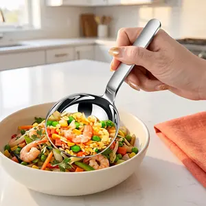 1pc Large-Head Soup Ladle – Easy-to-Clean Stainless Steel – Ideal for Soups, Frying, and Desserts – Space-Saving Design – Modern Tableware – Reflective Finish – Chinese-Style/Asian Soup Ladle – Cooking Utensil