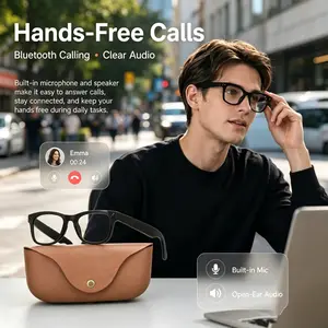 Mt5 Ultra Ai Smart Glasses, 8mp HD Camera, First-Person Video Recording, Open-Ear Headphones, Real-Time Translation, Voice Assistant, Leather Charger Case, Wearable Smart Glasses, Multifunctional Smart Glasses, Smart Audio Glasses