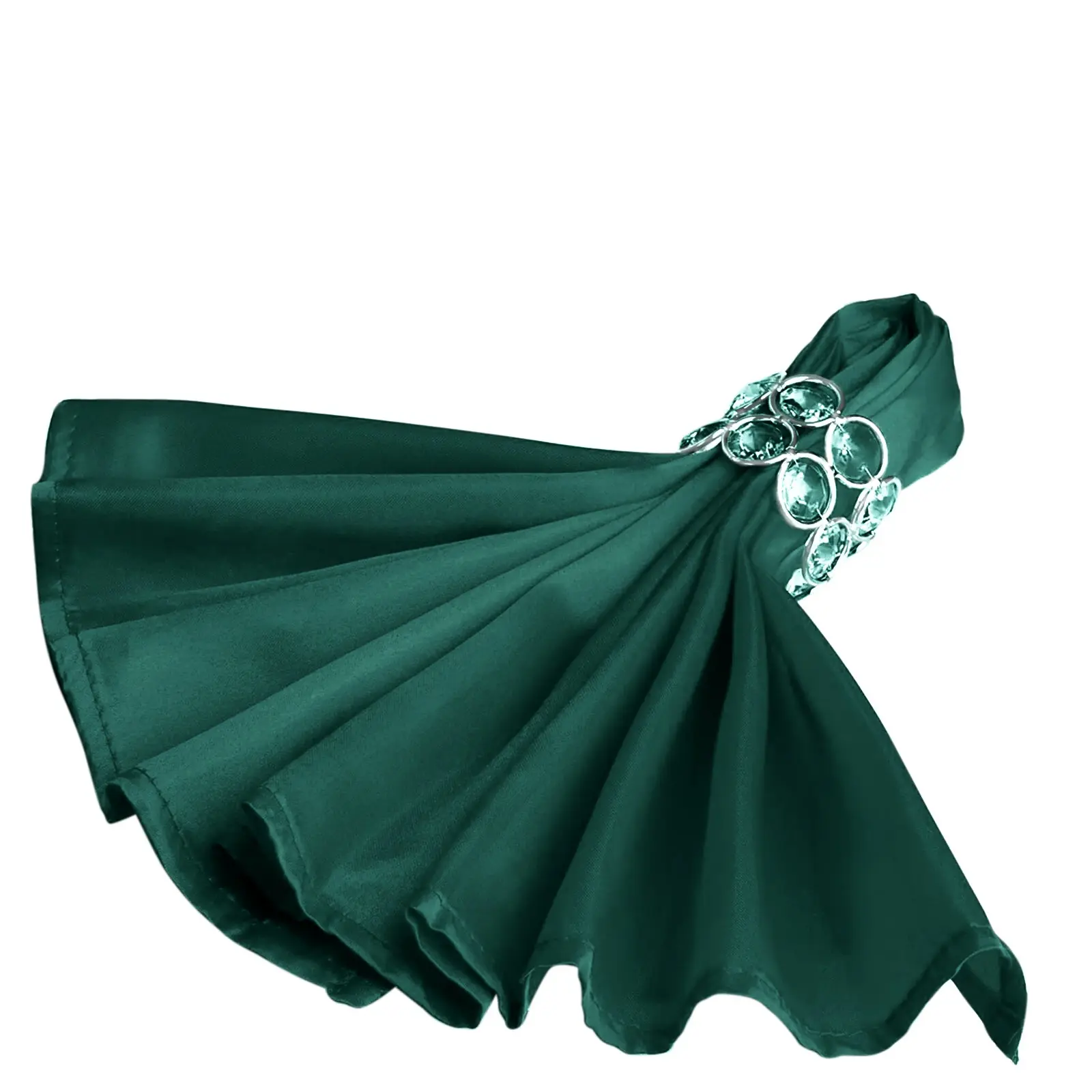 5-Pack Solid Hunter Emerald Green Satin Fabric Table Napkins, 20"x20" Soft Reusable Tableware Dinner Napkins for Birthday, Wedding Events